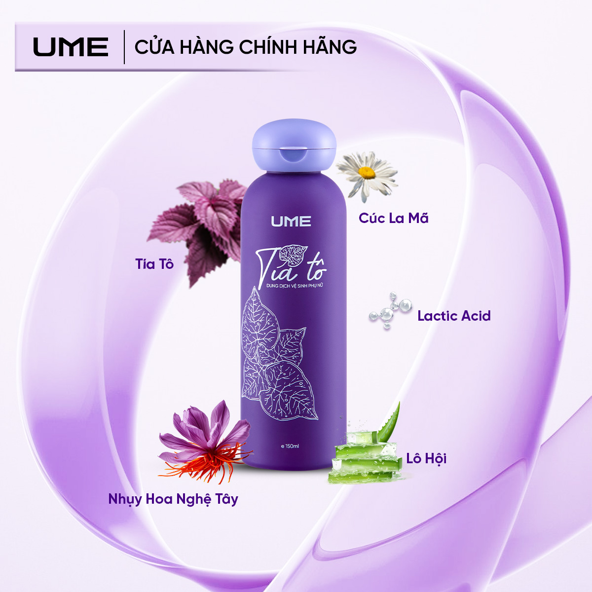 Thành phần: Tía Tô, Lô Hội, Cúc La Mã, Nhụy Hoa Nghệ Tây, Lactic Acid